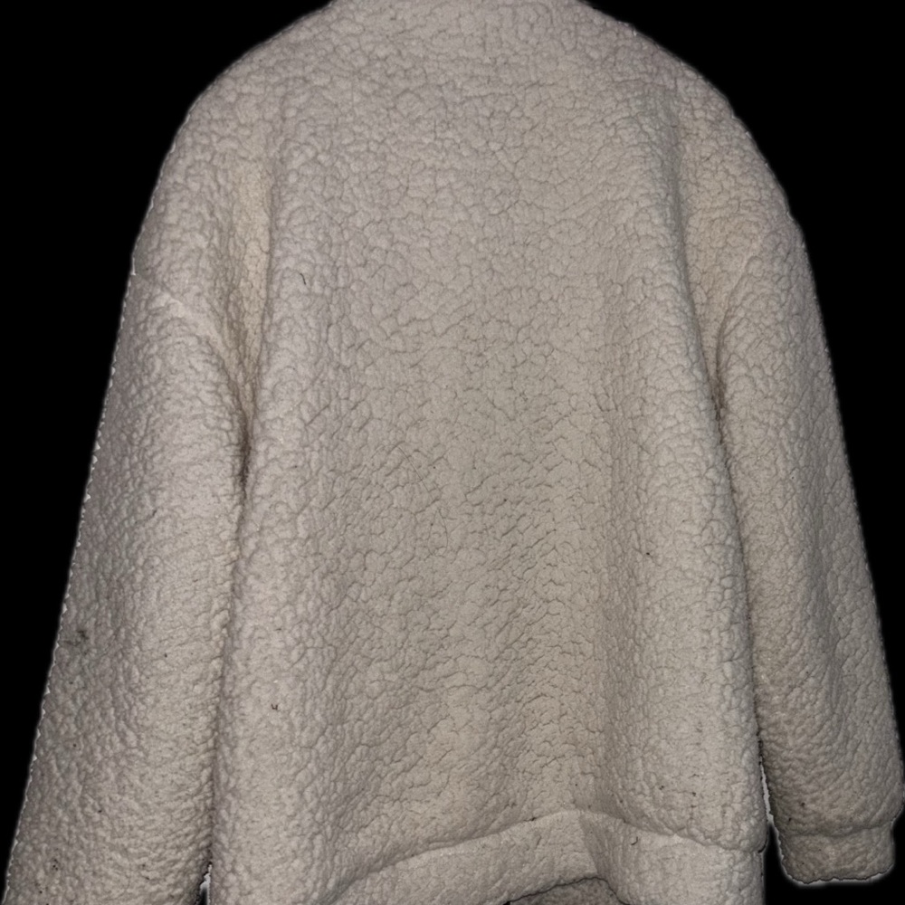 Cozy White Sherpa Jacket cream zip front me Jane brand like new - Picture 4 of 14